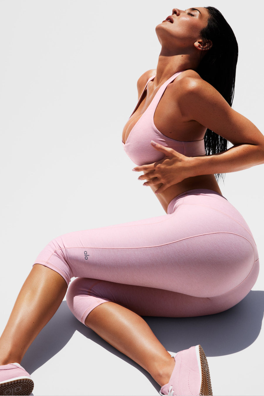 Alo Alosoft High-Waist Intuition Capri Pink Marshmallow Heather