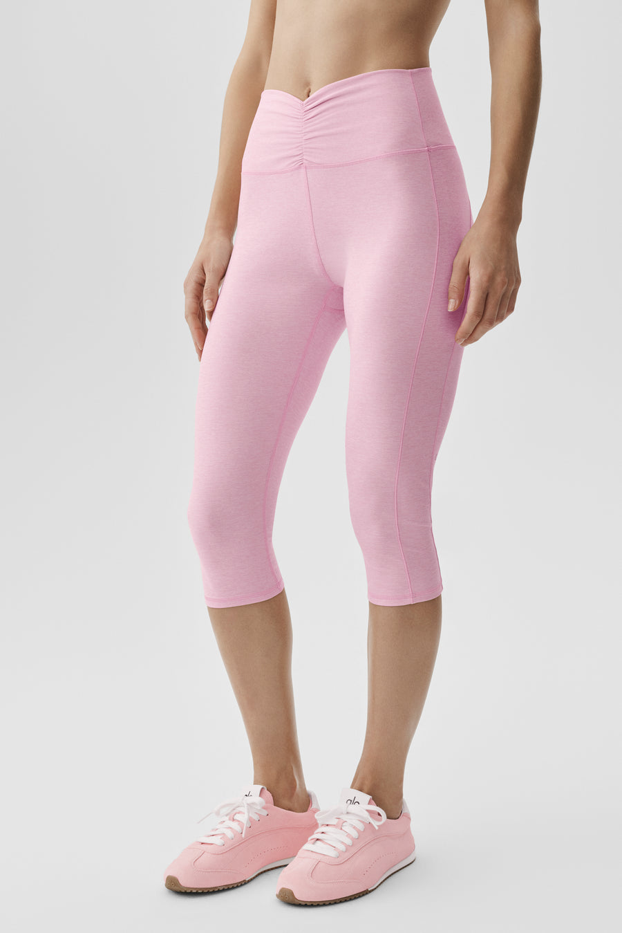 Alo Alosoft High-Waist Intuition Capri Pink Marshmallow Heather
