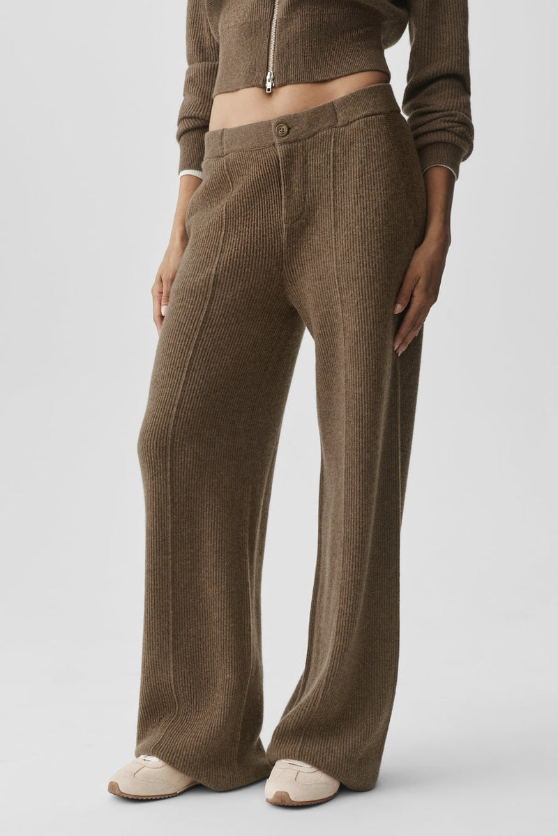 Alo Cashmere Wool Low-Rise Harmony Trouser (Regular) Java Brown Heather
