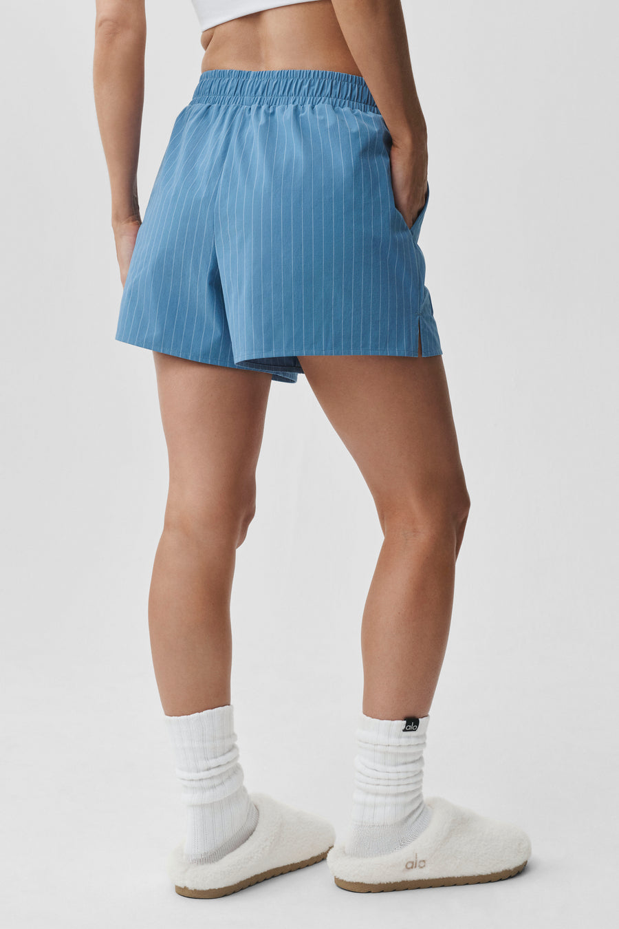 Alo Pinstripe Daylight Boxer Short California Blue/White