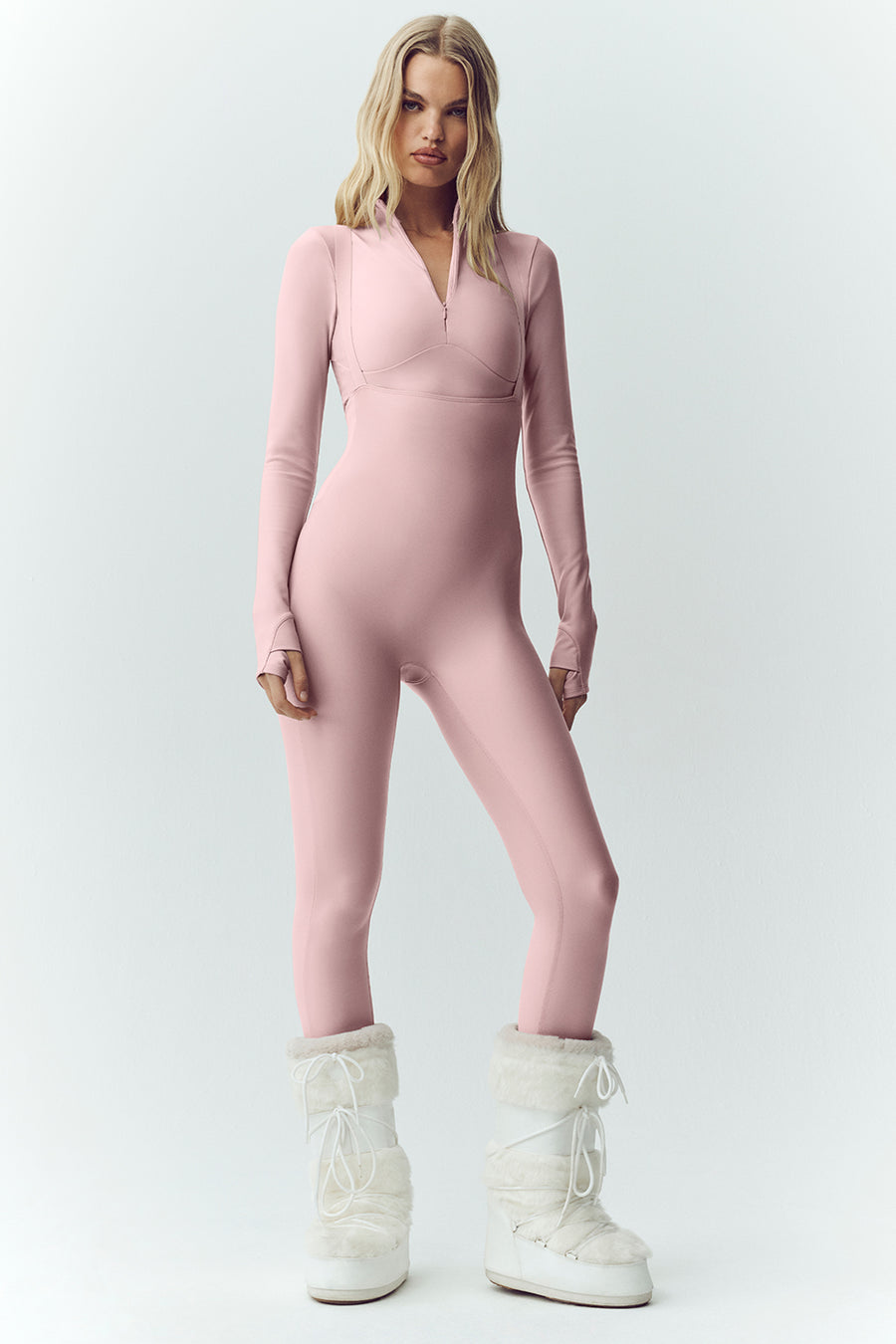Alo Airlift Winter Warm Ski Time Bib Pink Champagne