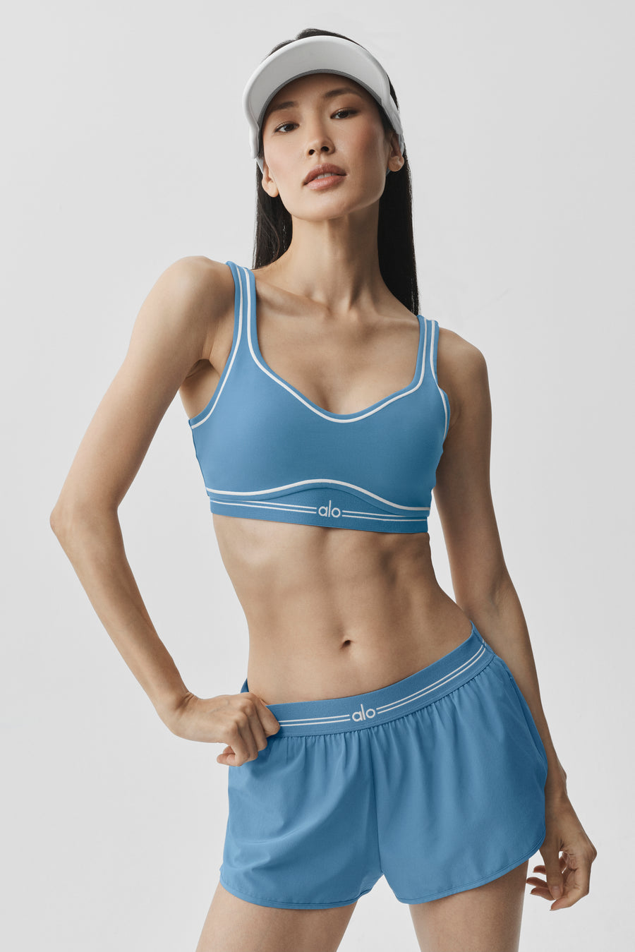 Alo Airbrush Heart Throb Bra California Blue/White