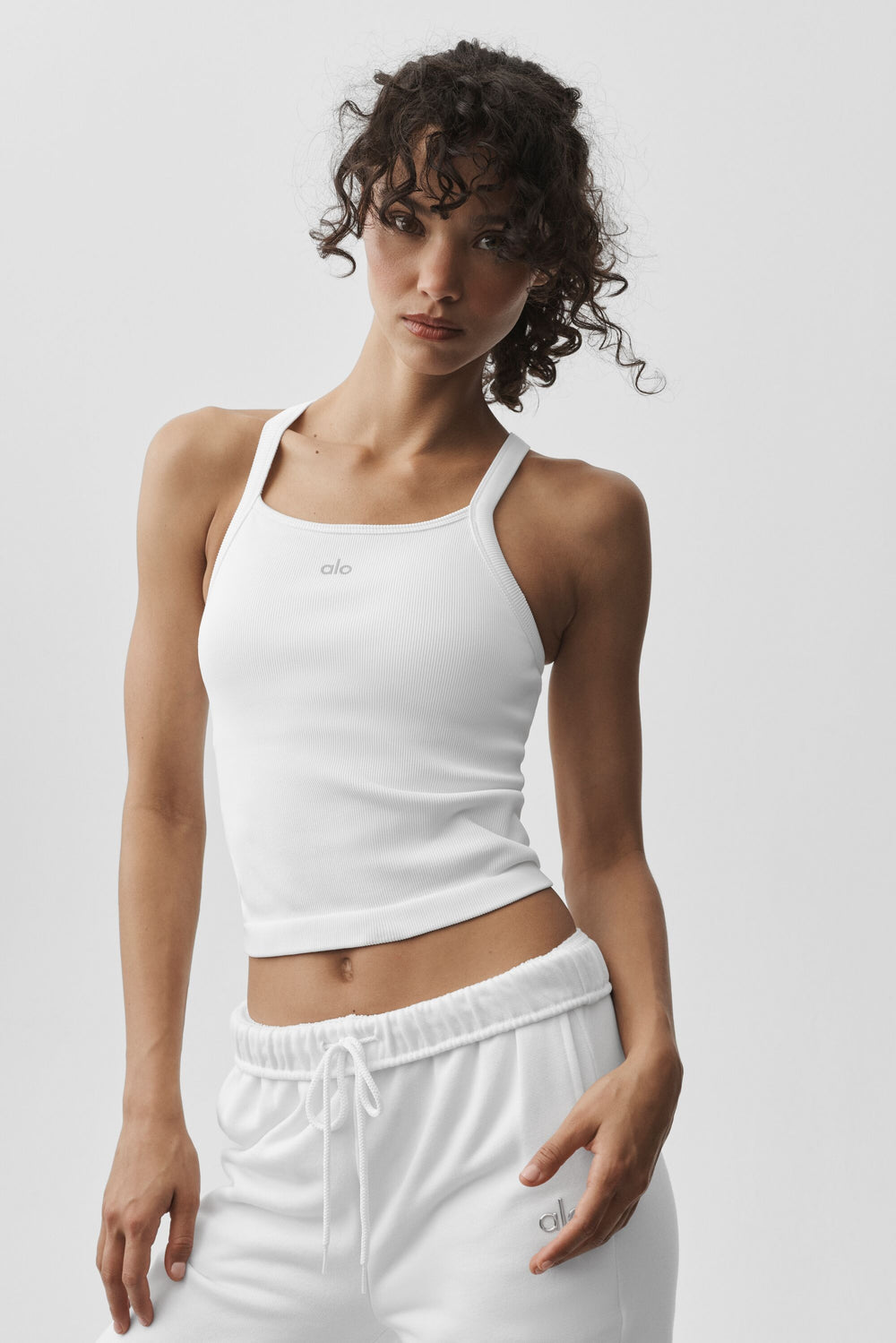 Alo Seamless Ribbed Favorite Full Length Bra Tank White