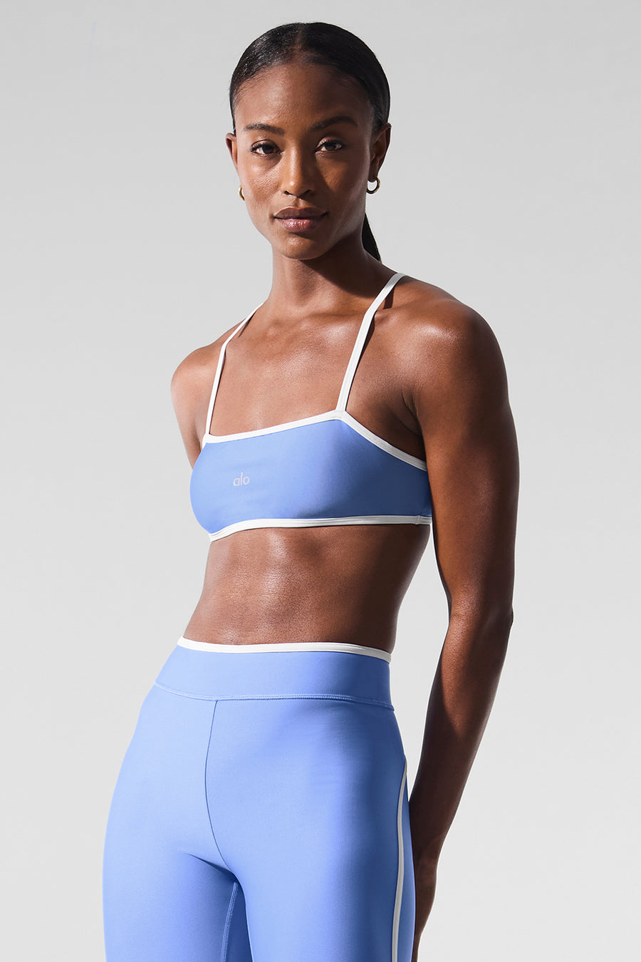 Alo Airlift Charger Bra Crystal Clear Blue/White
