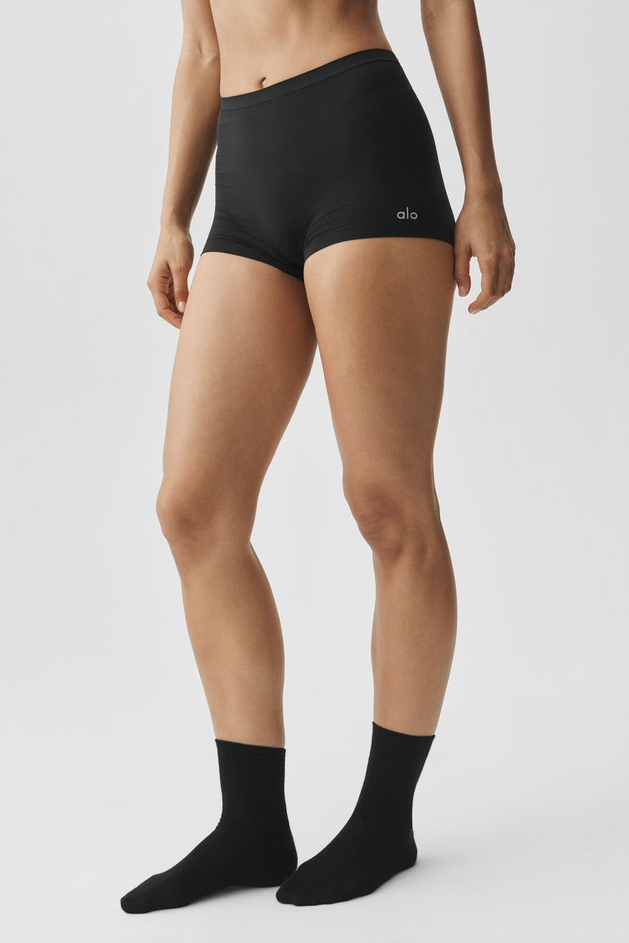Alo Sheer Glow Boyshort Black