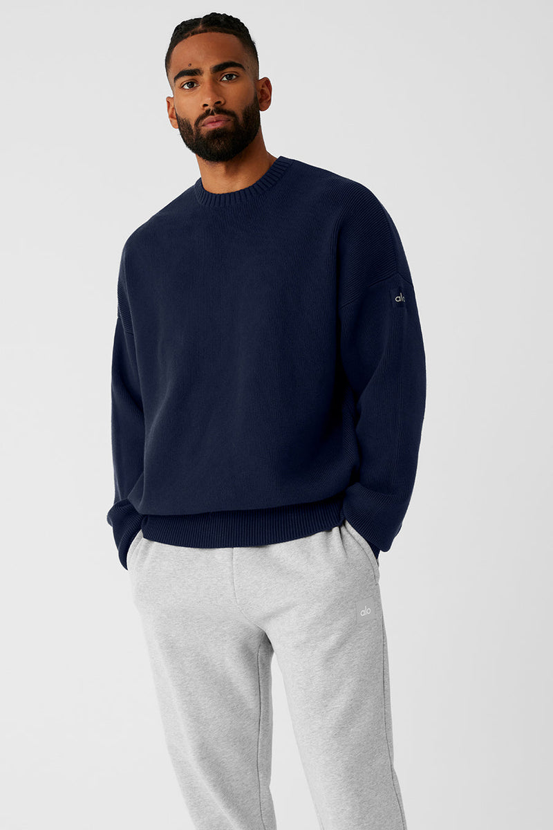 Alo Scholar Crew Neck Sweater Navy