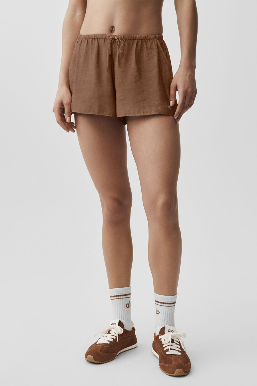 Alo Semi-Sheer Golden Hour Mid-Rise Short Sun Kissed Brown